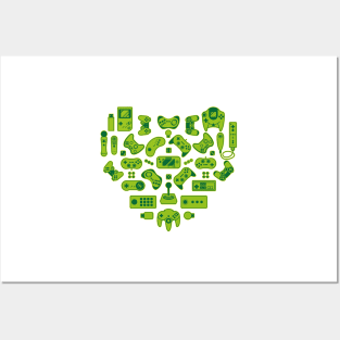 Love Gamers Green Posters and Art